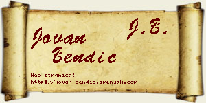 Jovan Bendić vizit kartica